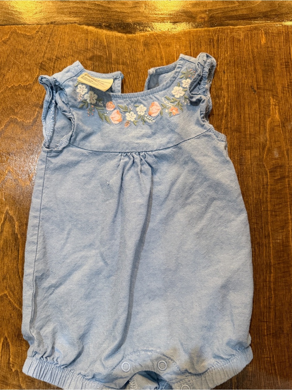 Light Blue Embroidered Baby Romper - First Impressions